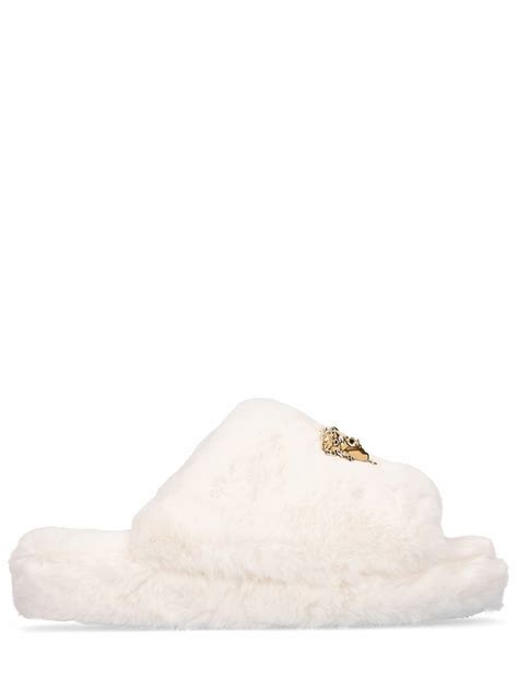 versace faux fur slippers|Versace slippers size guide.